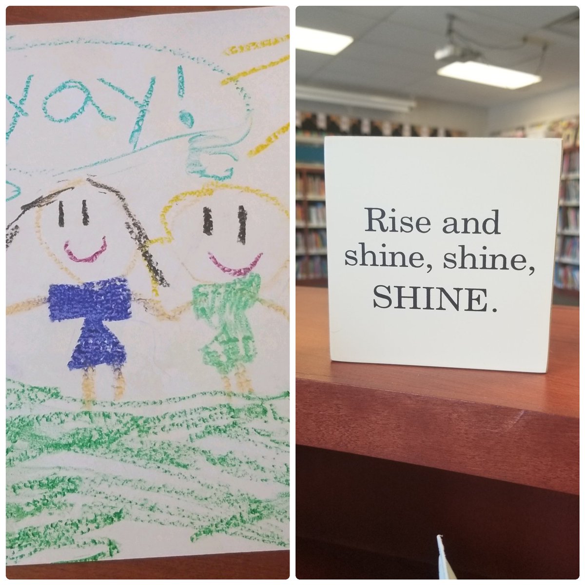 MrsMarkerYGS's tweet photo. A drawing from a young friend (that's me on the right, holding her hand) &amp; a well-timed gift from a colleague: these are the moments that make my day! #KeepRising #SmallSchoolBigLove https://t.co/BFDncPFung