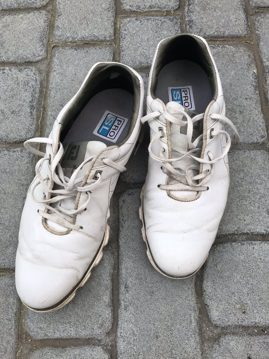 the_mind_guy's tweet photo. Tired shoes after 36 holes in the Cheshire Champs @delameregolf Thanks to @CheshireGolf for putting on a superb event and to all the staff and volunteers. Great course and a great score to win it too. https://t.co/2HnV4OVj5K