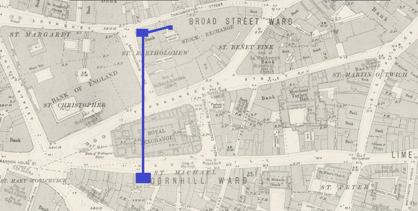 The wires running between the stock exchange & Extel were the lifeblood of the ticker tape system. The rooftop of the Royal Exchange, over which the wires had to pass, became some of the most valuable airspace in Victorian London. By 1884, Extel had over 60 wires on this route.