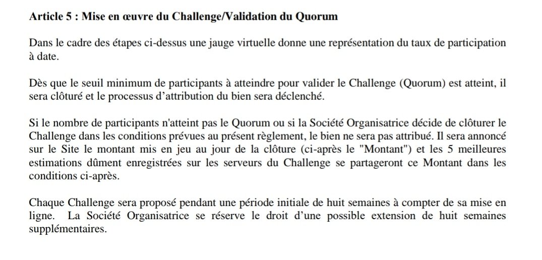 Vous parlez également de Maître Ruffin Notaire (qui est il ? Ou est son cabinet ?) pour le dépôt du règlement mais quand est-il de la traçabilité des joueurs ? Qui va dépouiller et valider le gagnant ? Vous ? C'est vous le Quorum ? https://lexpert.francesoir.fr/reglement 