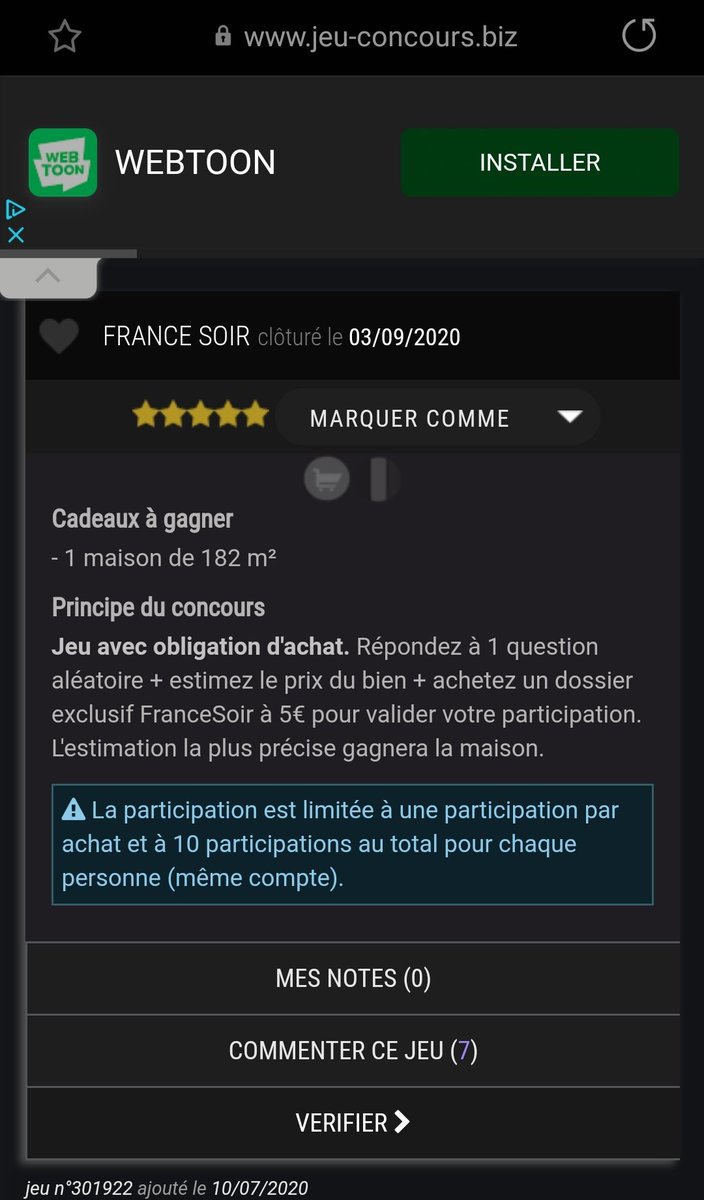 Prix de la participation: 5 eurosNombre d'abonnés Facebook: 100 000Nombre d'abonnés Twitter: 22 500Parution sur 2 sites hébergeur de jeuxPrenons 1/4 de possibilité d'UNE participation sans prendre en compte hébergeur pour compenser le chaland sur internet, résultat: