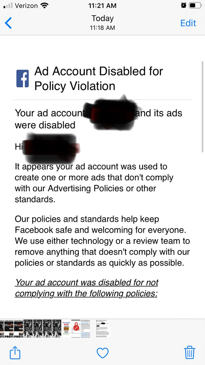 the normal channels of dissent in this society will not address this. The normal channels of communication will become even more constricted. It’s up to all of us to use our voices publicly and loudly to the greatest extent that we can. Facebook's claims... 2/4