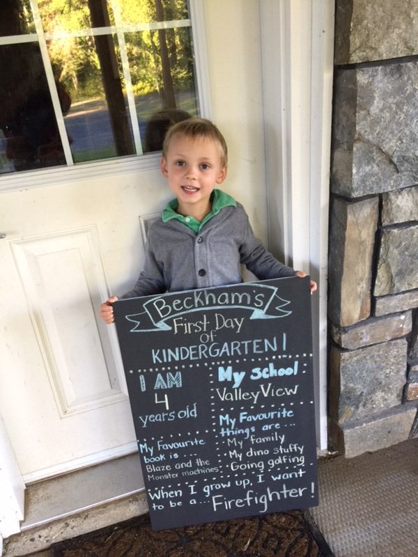 SamasLauren's tweet photo. So excited for, and proud of, this little man! #Kindergarten #firstdayofschoolever https://t.co/Tlj2JnHl5G