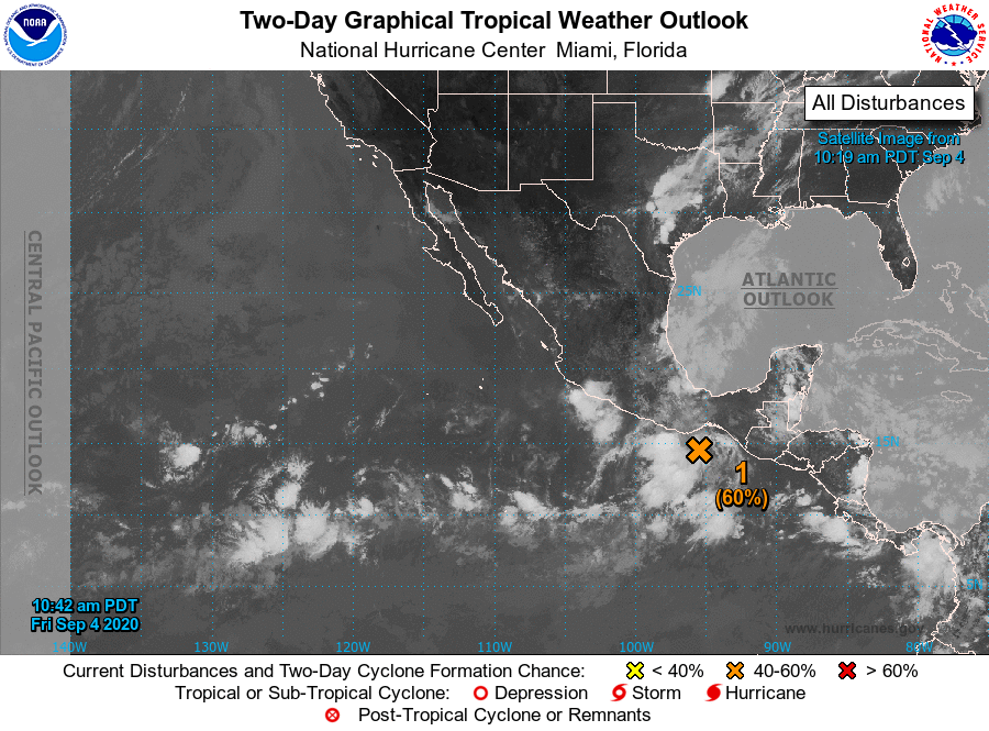 SkyAlertStorm's tweet photo. Zona de baja presión en el Golfo de Tehuantepec, ahora tiene 60% de prob. de ser ciclón a 5 días.

Su proximidad a las costas dejará oleaje elevado, desde Chiapas hasta Jalisco, además de lluvias muy fuertes durante los próximos días. ¡Precaución! https://t.co/EOh5QJqbqL