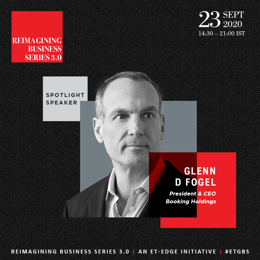ETNOW_GBS's tweet photo. #ETGBS #ETUnWired | President &amp; CEO of @BookingHoldings, a global online travel giant- Glenn D Fogel joins us as our esteemed speaker at Reimagining Business Series 3.0

Join influential voices with us this September 23, register now: https://t.co/JKE4KAbvIA

#collaboratetocreate https://t.co/jarnjNIJ56