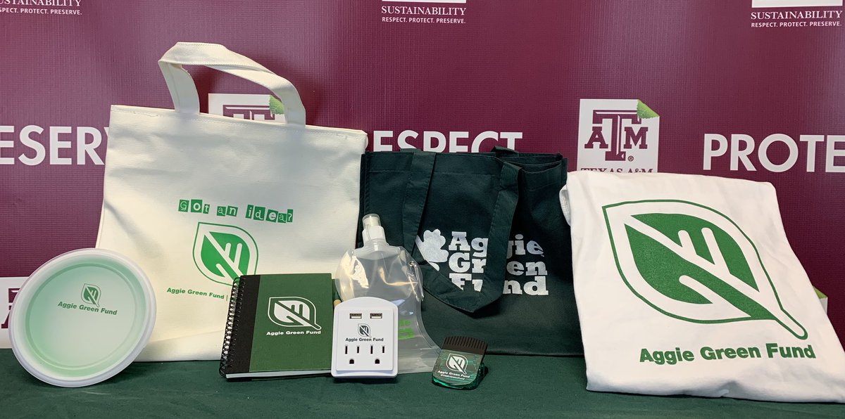 TAMUGreenFund's tweet photo. Join us for our upcoming micro-grant informationals! It’s also finally time for our first AGF GIVEAWAY of the semester!!! Like and retweet to receive all the items shown in the second picture, winner can choose between receiving the prize through mail or in-person pickup https://t.co/vf9fJqP1qi