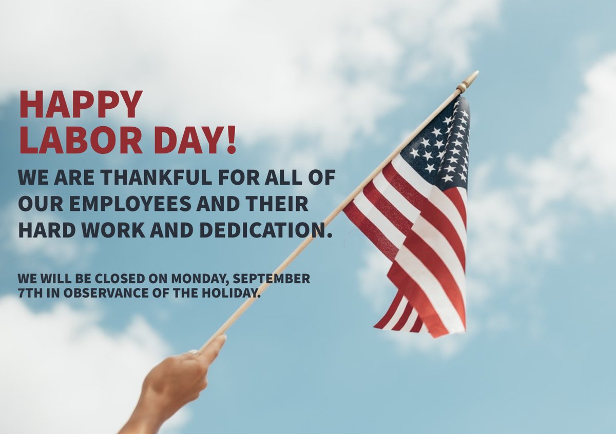 HSAEngineering's tweet photo. Wishing everyone a relaxing Labor Day weekend! See you on Tuesday! https://t.co/eDs0SHRtQc