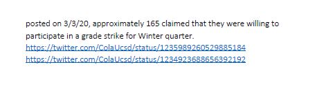 For example, here's the UC San Diego police chief alerting UC police chiefs via a UC-wide listserv that  @ColaUcsd was launching a wildcat grading strike. UC Santa Cruz' police chief then forwarded the information to a Cal OES officer. 2/