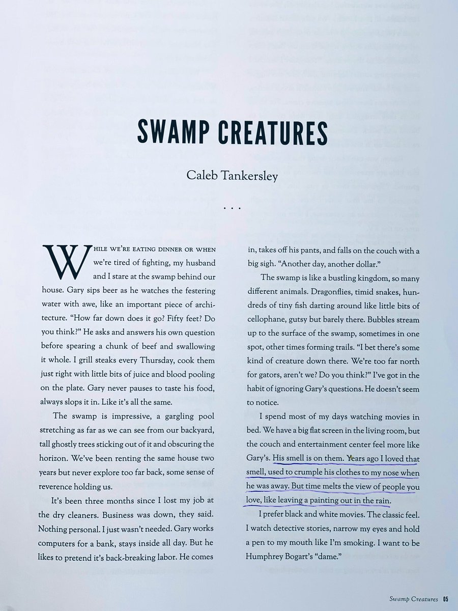 pic_a_book's tweet photo. “His smell is on them. Years ago I loved that smell, used to crumple his clothes to my nose when he was away. But time melts the view of people you love, like leaving a painting out in the rain.”

<3 Caleb Tankersley, Swamp Creatures 

@carvezine @Caleb_of_1988 https://t.co/9EgKLjNknO