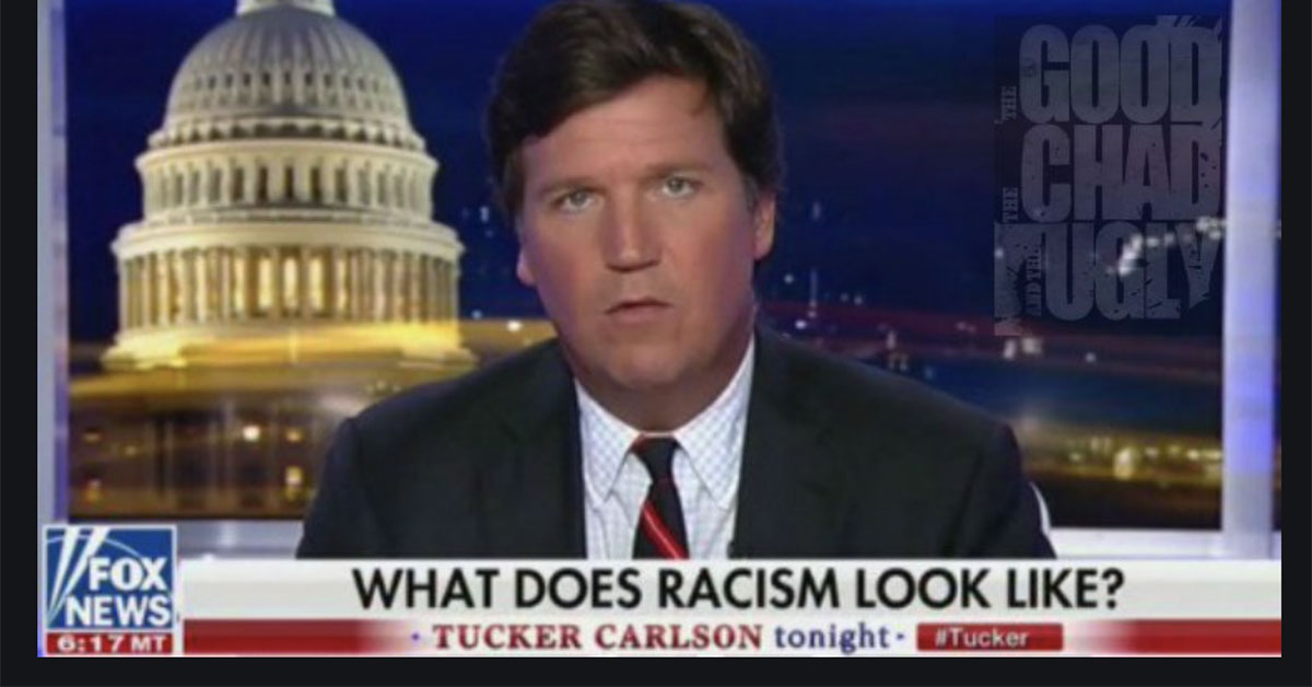 freepress's tweet photo. Carlson has claimed that white supremacy is a “hoax” and “actually not a real problem in America” — and has said that “the problem is there aren’t that many hate crimes occurring in the country.”

Demand that Fox News fire Tucker Carlson once and for all. https://t.co/sFyYskIUUu https://t.co/FS2eLbkbyq