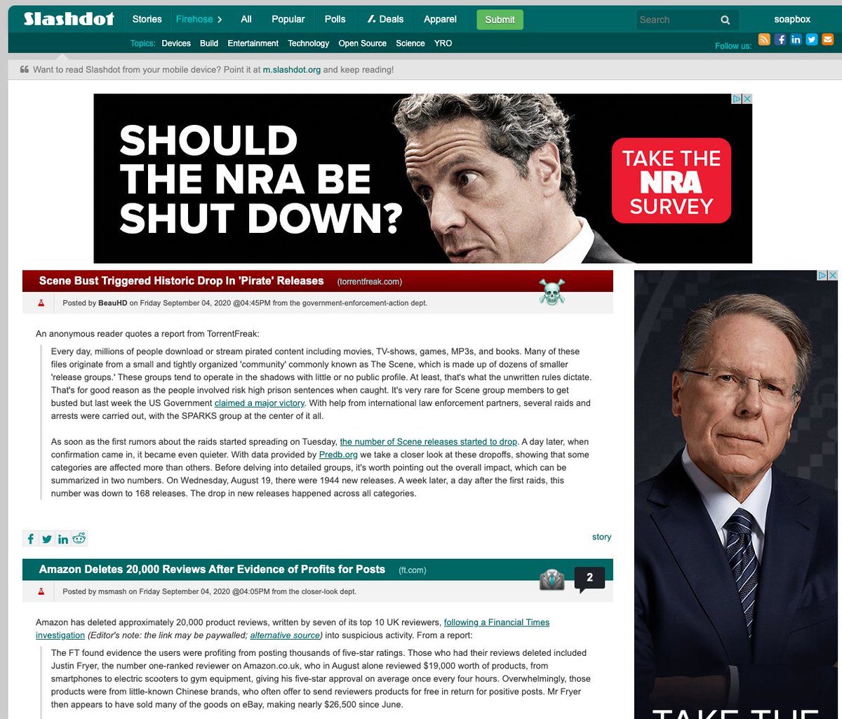 jhamner's tweet image. Not sure which genius thinks #Slashdot is full of far right voters, but this was quite a surprise to see in the ads.