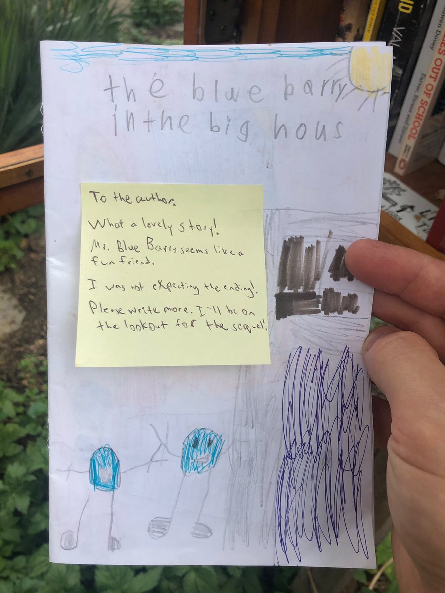 5yo wrote this book and put it in a Little Free Library and someone left this note on it and now I’m crying.