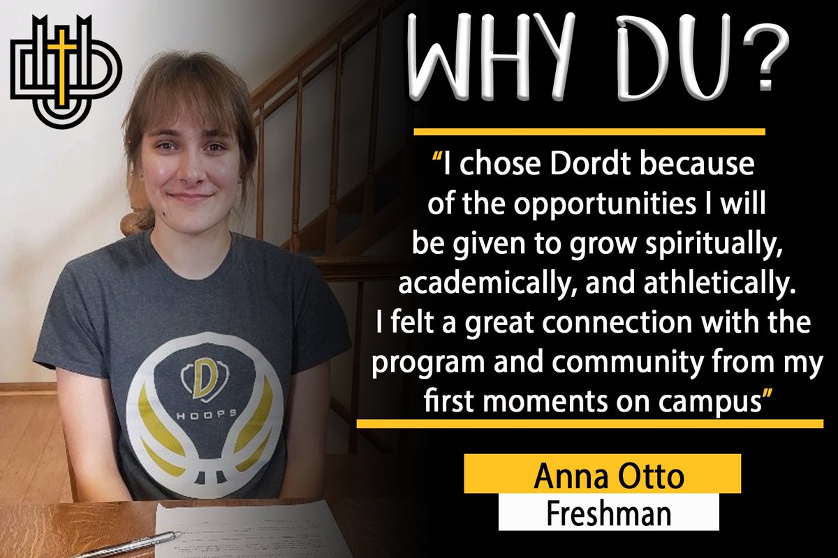 DordtWBB's tweet photo. ❓Why Dordt University❓

Hear from freshman Anna Otto from Rochester, MN!

#WhyDU #DefenderWay⚔️🏀 https://t.co/vU6EzXrNM6