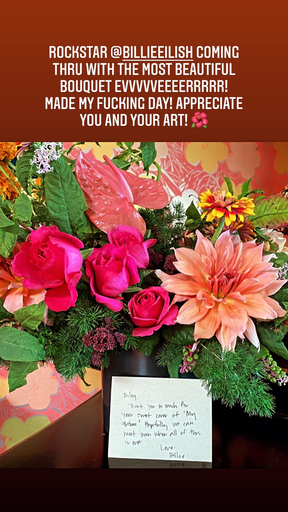 Billie Eilish Source On Twitter Mileycyrus Via Instagram Stories