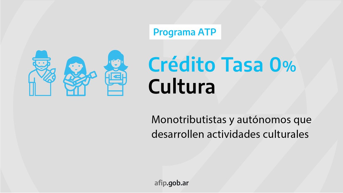 ARCA_informa's tweet photo. Monotributistas y autónomos que desarrollen actividades culturales pueden tramitar un crédito por hasta $150 mil que será acreditado en la tarjeta de crédito seleccionada en tres desembolsos mensuales e idénticos, con un período de gracia de 12 meses. https://t.co/H0uqYJnPBT