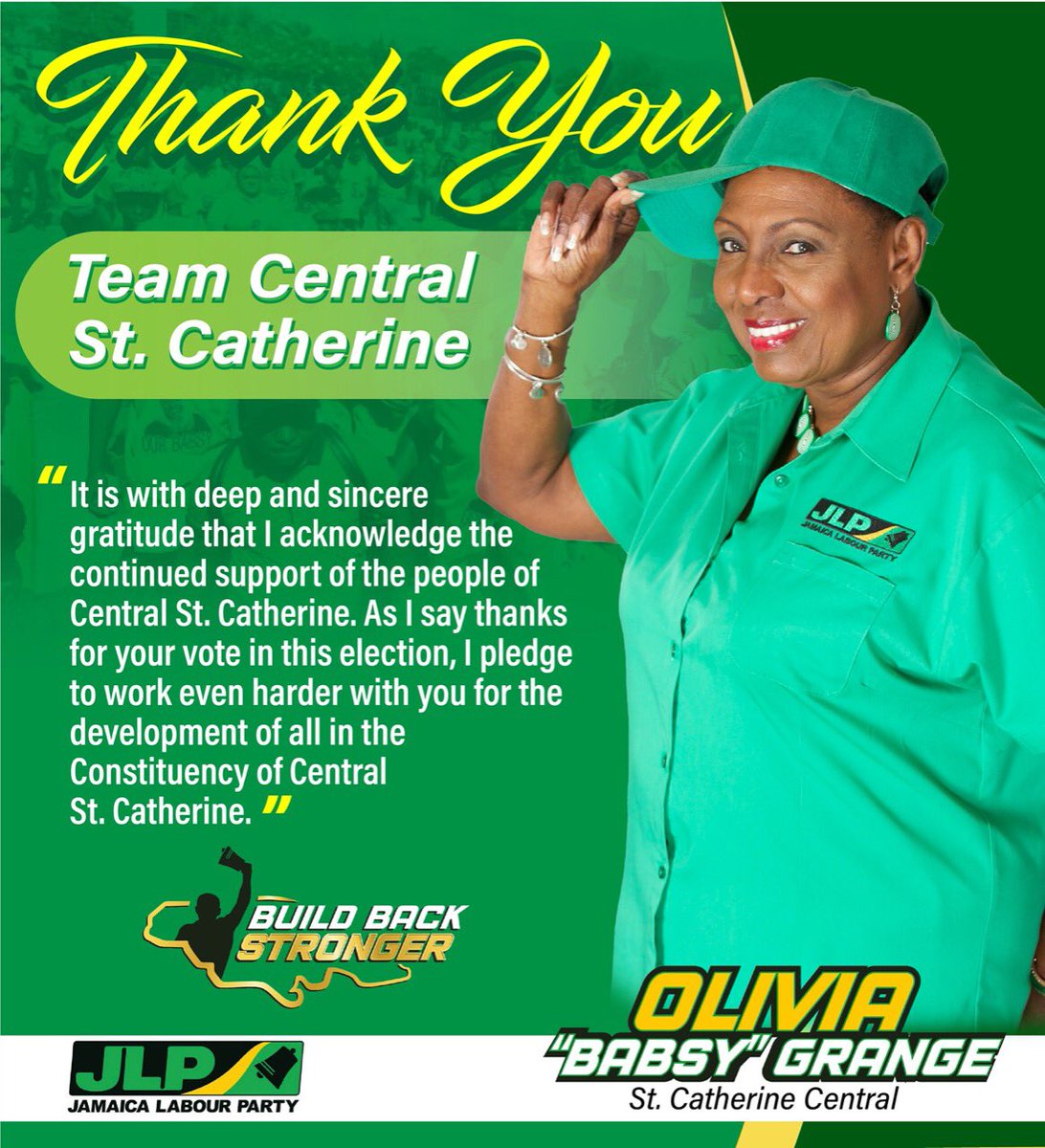 It is with deep and sincere gratitude that I acknowledge the continued support of the people of Central St. Catherine. As I say thanks for your vote in this election, I pledge to work even harder with you for the development of all in the Constituency of Central St. Catherine.