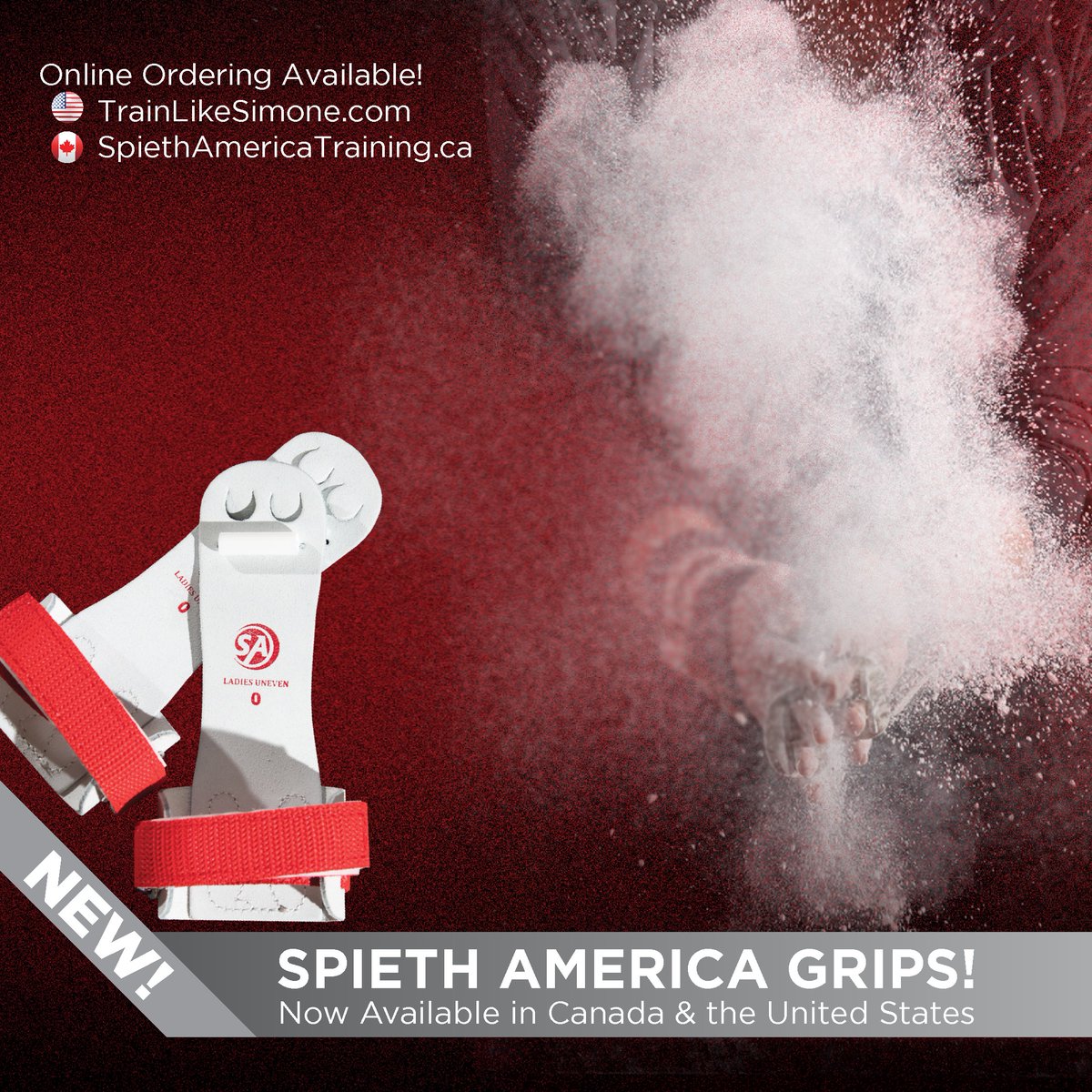 NOW Available in Canada and the United States! 
Spieth America Grips - in stock and available to ship. 

Order yours online at SpiethAmericaTraining.ca (Canada) or TrainLikeSimone.com (United States)

#GetaGrip #WhereInnovationMeetsGymnastics #Grips #Gymnastics