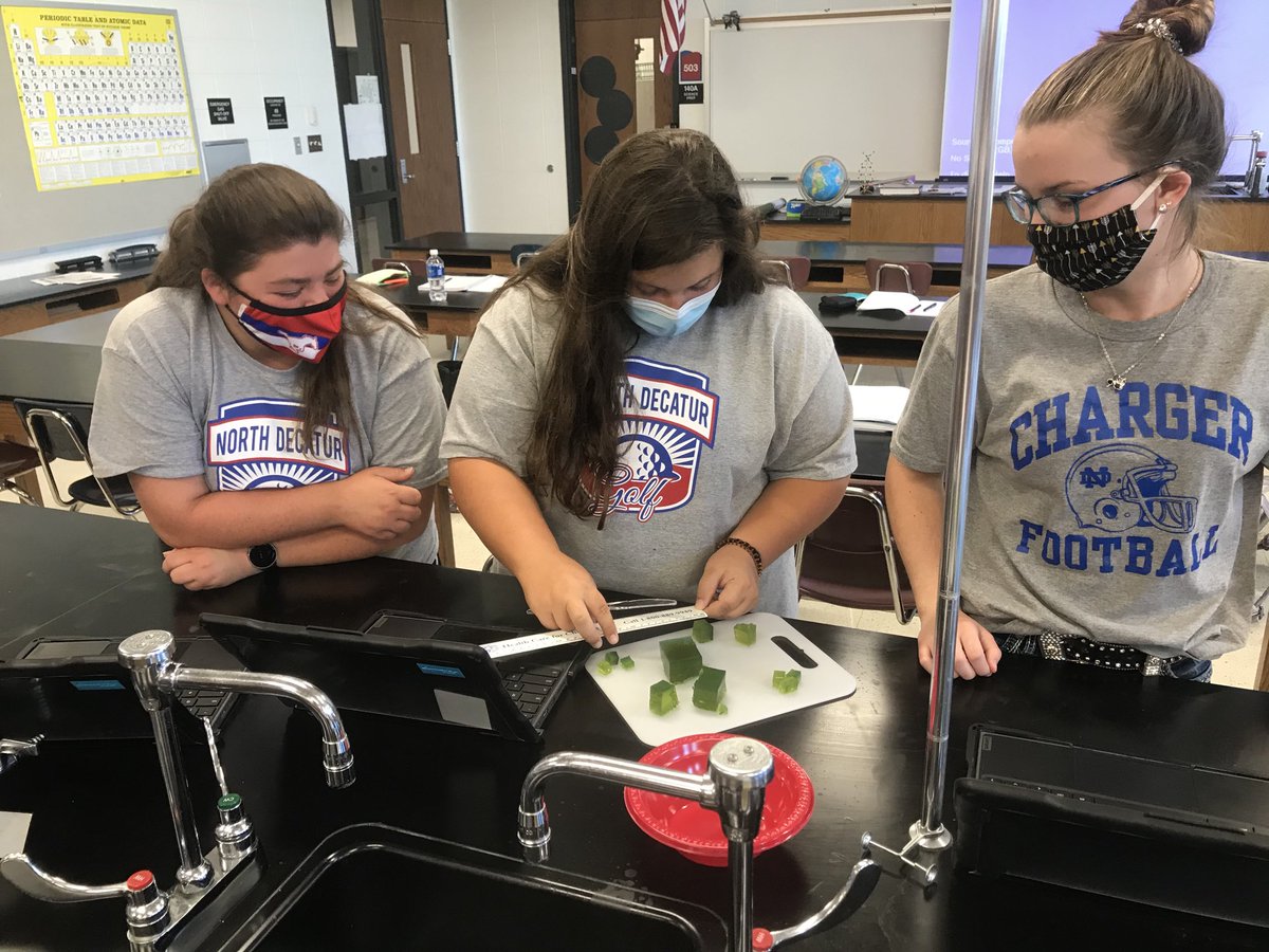 ingmire_s's tweet photo. #1DCCS #APBIO Super cool lab today in APBIO. We used KnoxBlox cubes of different sizes infused with pH indicator to test the hypothesis that surface area to volume ratio limits the size of cells. https://t.co/a8sEGfs72n