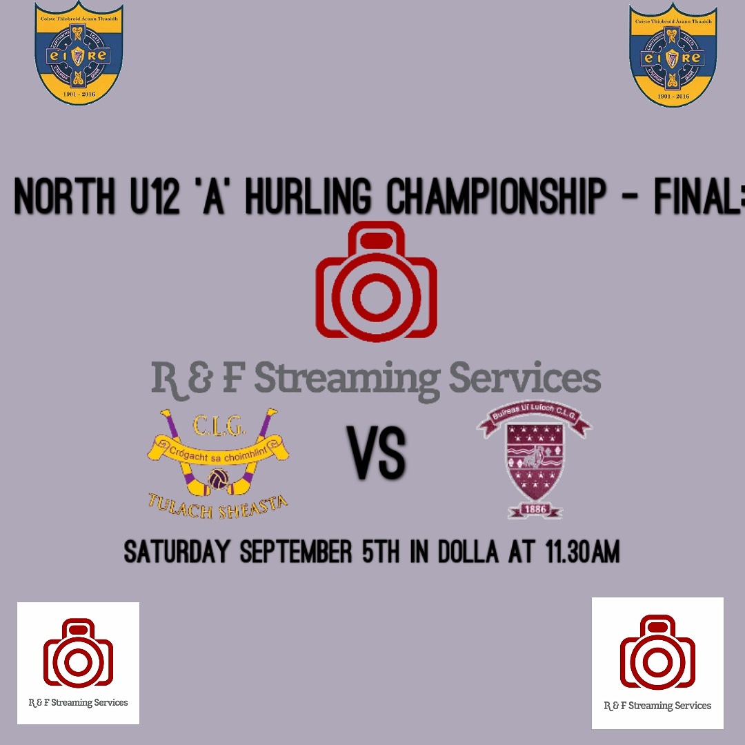 rf_streaming's tweet photo. @NorthTippGAA U12 'A' Final: @Borris_GAA vs @TulachSheasta1
LIVE in conjunction with @Borris_GAA on their Facebook page from 11.25am 🎥🎙️
 
 Best of luck to both teams 👏🏻

#NorthTippU12A #RFStreaming 🎥🎙️ #hurling https://t.co/CsojwfbEX3