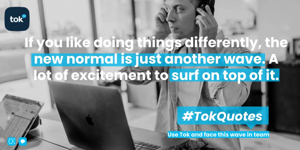 OktanaCorp's tweet photo. If you are the kind of people who are constantly striving to innovate 📈; then, the new normal is just another wave to surf! 😎
-
❗Be smart. Have fun. Succeed: https://t.co/4KwXZi9Oak
- 
#collaborate #teamwork #SalesforcePartner #Salesforce #AppExchange #TokQuotes #RemoteWork https://t.co/zdASLO5Xl9
