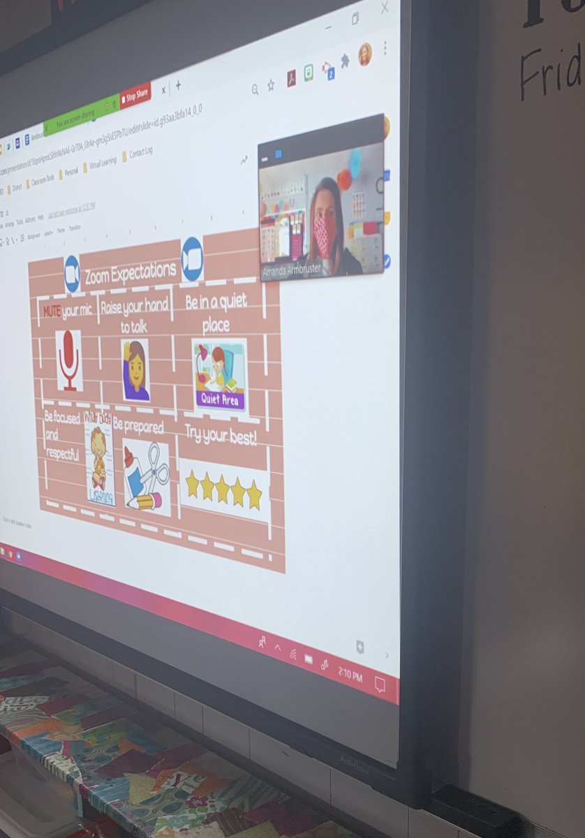MrsAArmbruster's tweet photo. Today we did a mock Zoom meeting while in person so we’re ready to rock our virtual learning on Tuesday! 🎙💻 #turnyourmicoff @MeramecHeights https://t.co/xCQ2pP5Dt4