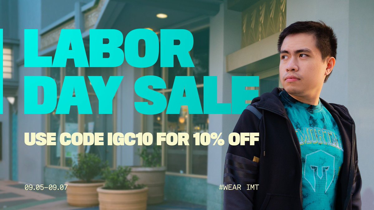 Immortals's tweet photo. We’re hitting the three day weekend soon, why not hit some savings at the same time?! 

We’re giving 10% off the IMT Shop all weekend long 😎

🛒: https://t.co/n5Q1ivzbvI https://t.co/TtNbcDBMIX