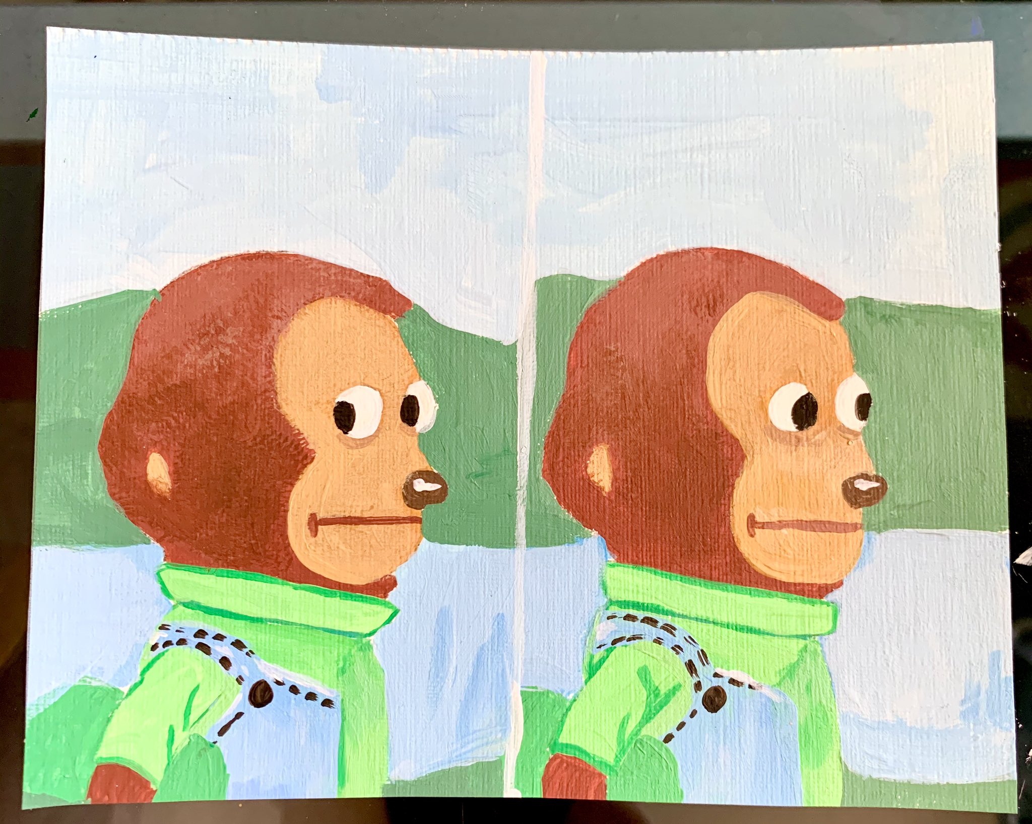 Shenanigans on X: Today's meme painting : side eye puppet   / X