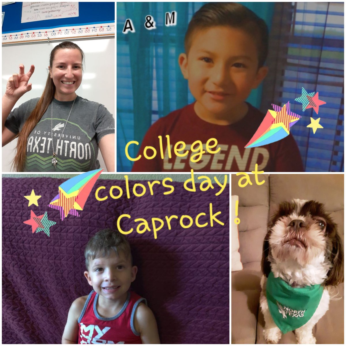 smithloves1st's tweet photo. Remote students showing off their college colors @CaprockES https://t.co/uLD49Nxt6t