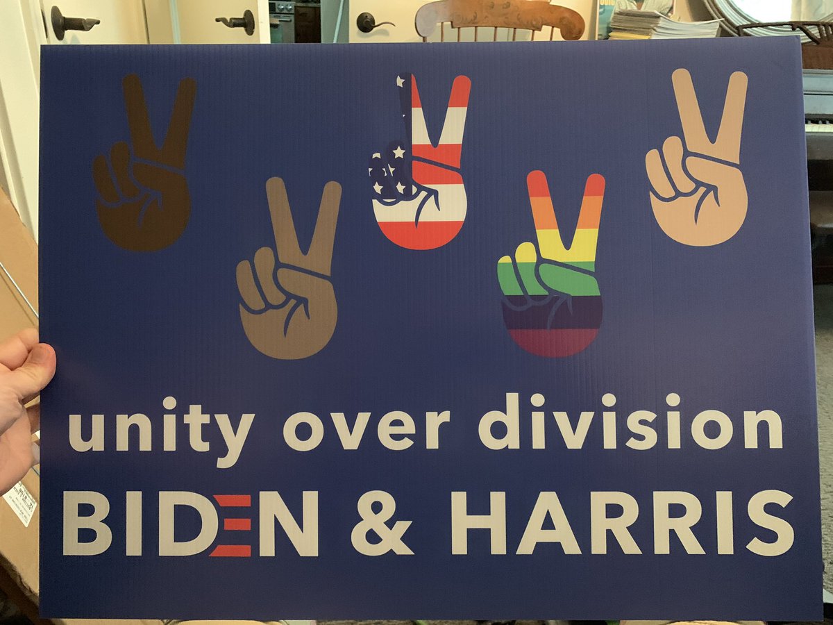 displacedvolfan's tweet image. My yard sign ready for prime time in PA. #unityoverhate #BidenHarris2020 #RepublicansForBiden #VetsAgainstTrump #TrumpHatesVets #BlueWave2020 #done