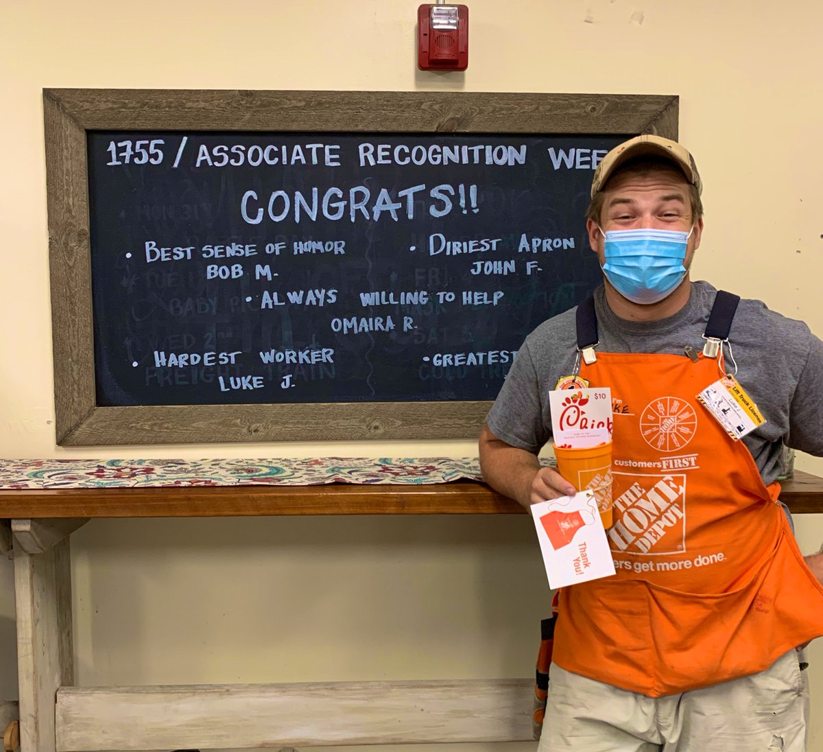 OmyThd's tweet photo. Meet Luke... voted as The Hardest Worker at 1755!!! Congrats Luke!!!🎉🎉🎉 #associaterecognitionweek #THD #HomeDepot #homedepot1755 https://t.co/ZPtt7Usg8l
