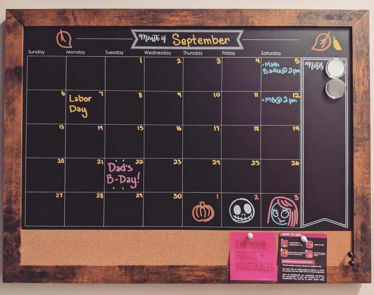 CozyStrawb's tweet image. I got one of those chalk board and chalk marker things. 
🍂
I am in love.
🍂
#chalkboard #chalkboardcalender #chalkmarkers #organization