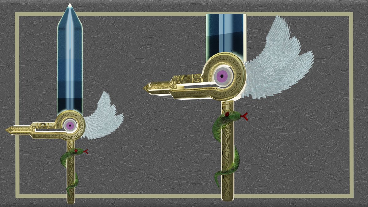 ornanolog's tweet photo. Golden Spear of the Heavens plus Golden Sword of the Heavens for the #weapondesignchallenge! Pixelart variants created by @spooonnnboy, along with the original design for the sword. #b3d #blender3d https://t.co/aJ5TWCYTq6