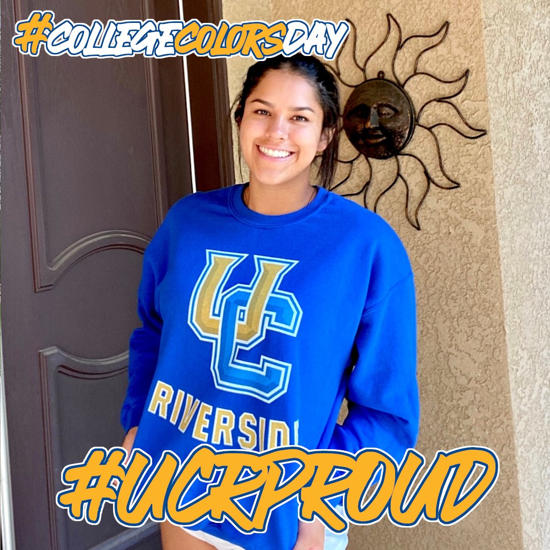 UCRVolleyball's tweet photo. Happy #CollegeColorsDay! We are proud to rep @ucriverside, all the UCR students, and @ucr_athletics! We can't wait until we are all back together! #ucrproud #ucr #ucrhighlanders #ucrwvb #ucrvball https://t.co/k2PR9T3bOi
