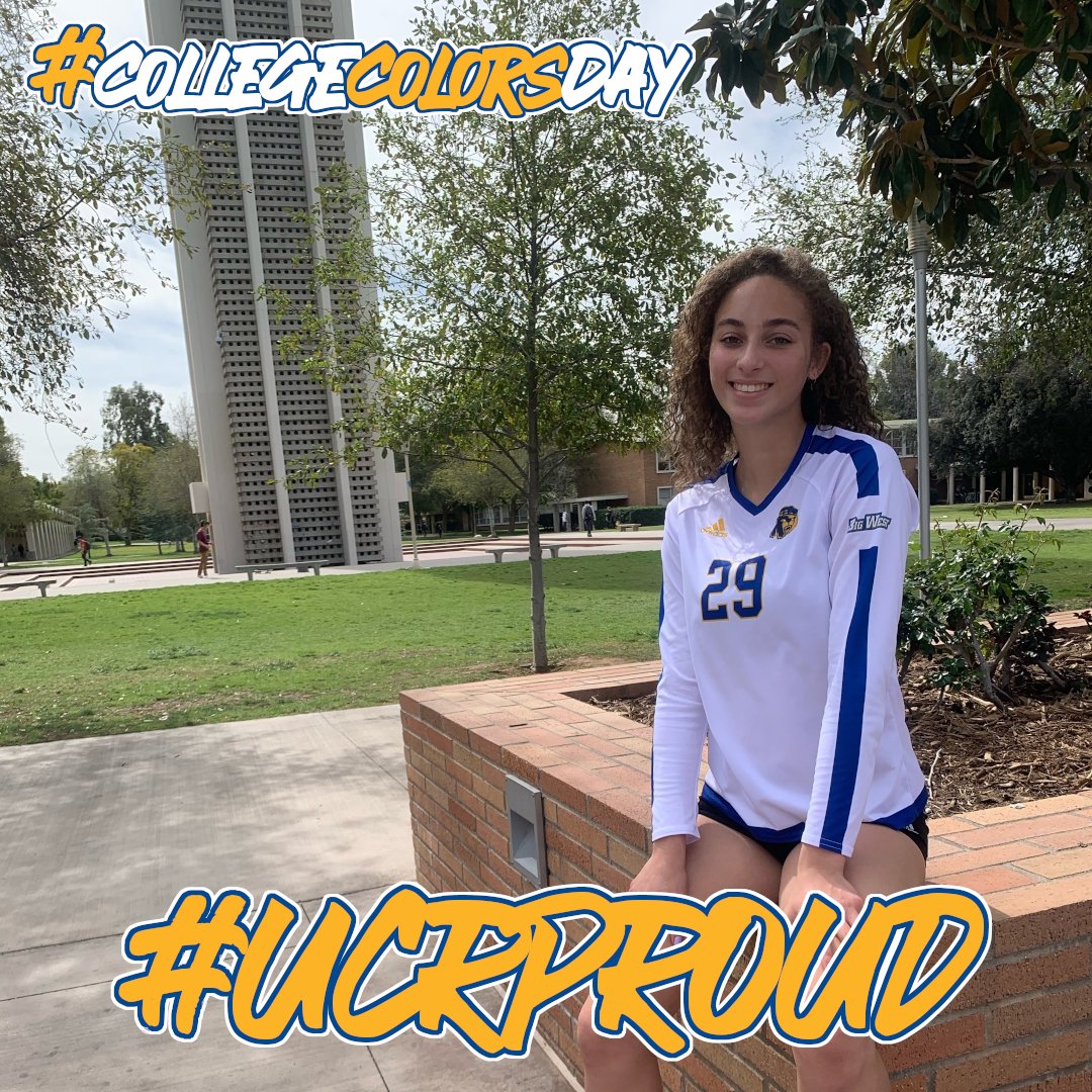 UCRVolleyball's tweet photo. Happy #CollegeColorsDay! We are proud to rep @ucriverside, all the UCR students, and @ucr_athletics! We can't wait until we are all back together! #ucrproud #ucr #ucrhighlanders #ucrwvb #ucrvball https://t.co/k2PR9T3bOi