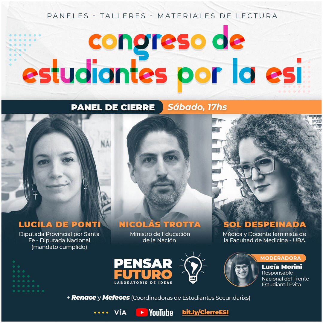 ludeponti's tweet photo. Mañana voy a estar en este panel tremendo para cerrar tremendooo congreso por la ESI que organizaron les estudiantes de todo el país 🤗💜😱🔥🌈 Y HAY UNA INVITADA “SORPRESA” QUE NO SE PUEDE CREER 😱😱😱 https://t.co/0EmmOMey0D
