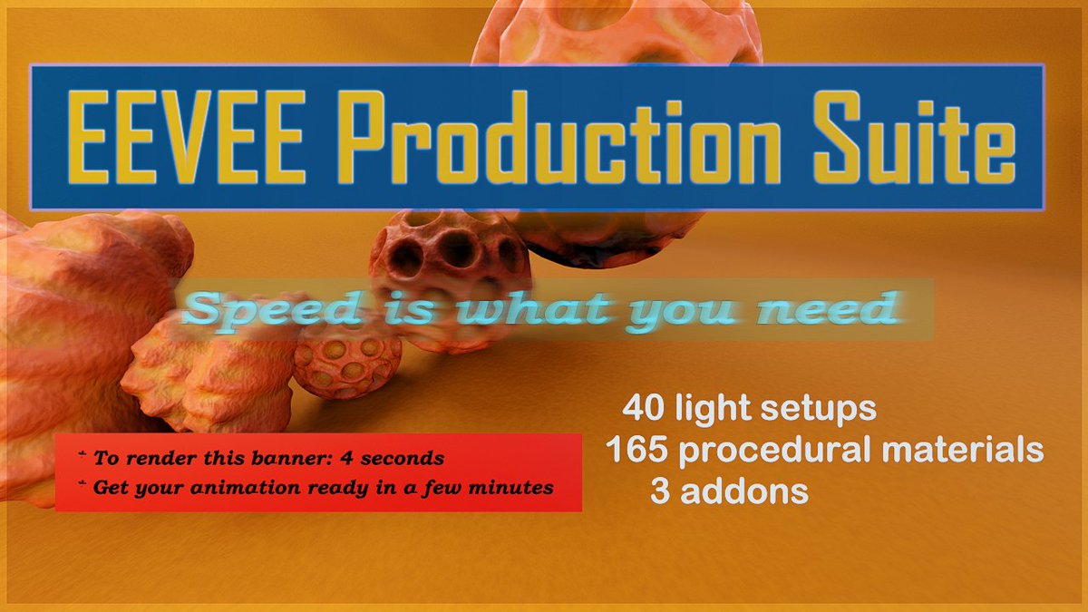 Blender_Addons's tweet photo. To get things done in no time, I always revert back to EEVEE Production Suite. https://t.co/PoKuzxMOjk From model to short animation on Youtube: 20 minutes is possible. #b3d #blender3d #b290 #EPsuite #EVexpress Try me. https://t.co/vGCorGOHEc