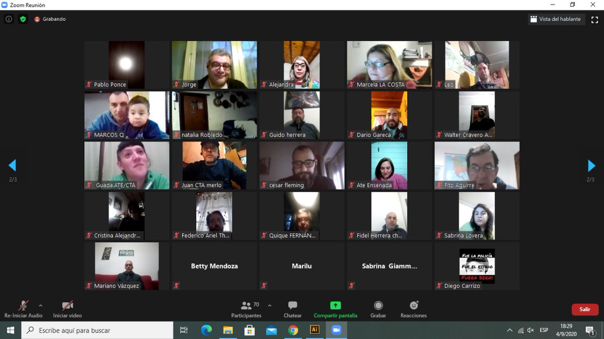 CTAABuenosAires's tweet photo. #AHORA Responsables de comunicación y dirigentes de #CTAABonaerense participan de "Comunicarnos en #Pandemia: desafíos y oportunidades de la virtualidad", organizado por la Secretaría de Comunicación de la Mesa Provincial. @CachorroGodoy y @oscardeisasi abrieron la jornada. https://t.co/gMKECi16Hj
