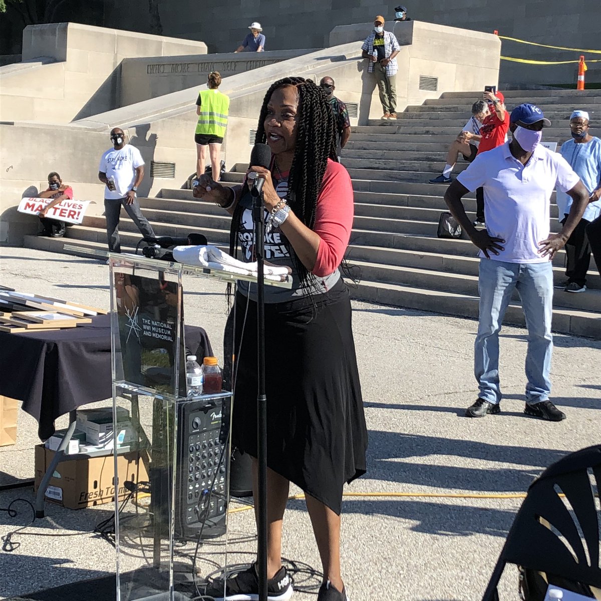 SCLCGKC's tweet photo. .@UrbanLeagueKC Gwen Grant leads #MarchonKC to #SayTheirNames #ryanstokes #cameronlamb #donniesanders https://t.co/f0a9c6xP72