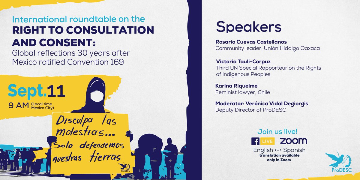 ProDESC's tweet photo. How is the right to consultation legislated and implemented in the global south? What challenges do communities face?

Join us in our #InternationalRoundtable!
👉Sign up here: https://t.co/aug5sssr7l
🗓️Sept.11/ 9AM

@v_vidal @VTauliCorpuz @Ka_Riquelme_ https://t.co/J3NcK4msRJ