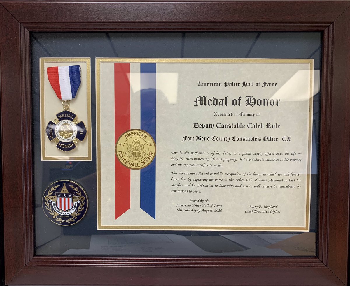 This arrived today to honor Dep. Caleb Rule.  It will be presented to his wife and family.  #neverforget