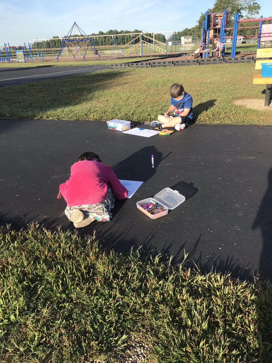 Today in Art we drew our dream Recess Playgrounds...and then decided the ones we have are pretty great and played! The sunshine was wonderful and watching all the kids run and play was delightful! ❤️ <a href="/MatthewMillerpe/">Matthew Miller</a>