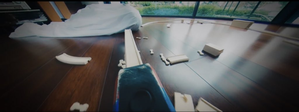 the last connection (which  @StrayQuantum noticed) being that the ghost is Literally on track, the is On a Train Track which is a little Too on the nose to be a coincidence, anyways the interesting thing about this, is where in on track mv he seems to be the only one