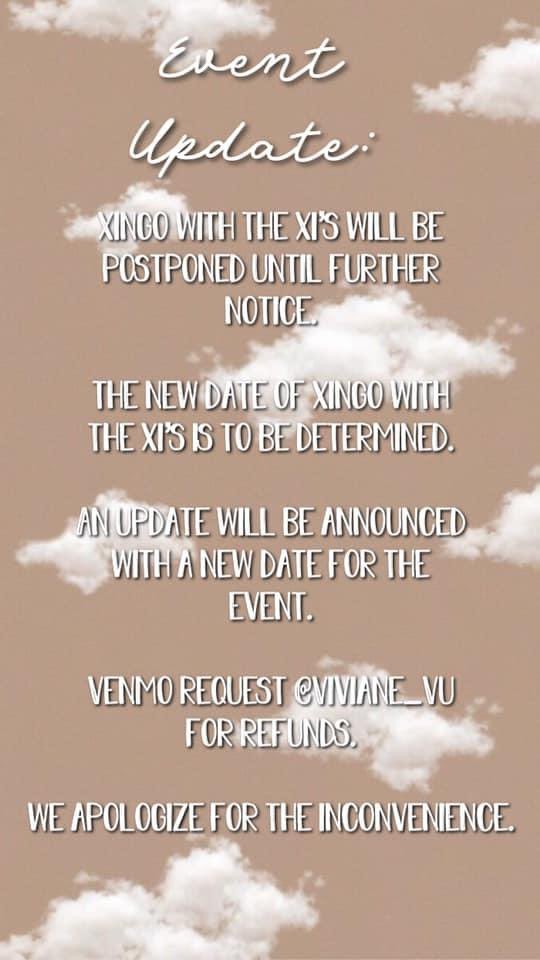 Update on Xingo with the Xi’s! :( Stay tuned.