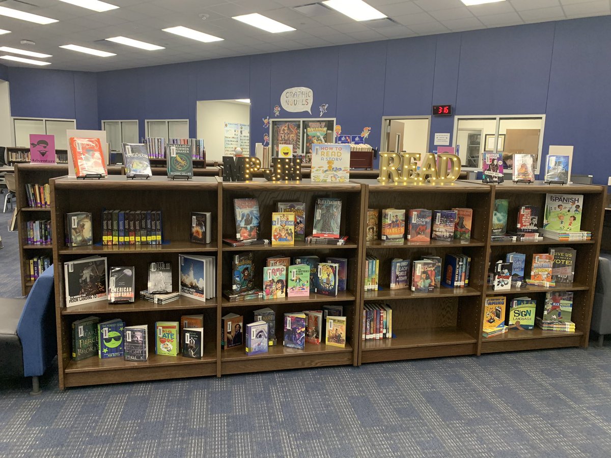 MPJHlibrary's tweet image. New books are waiting to greet our students back to school on Tuesday! #SmartRestart #AllIn