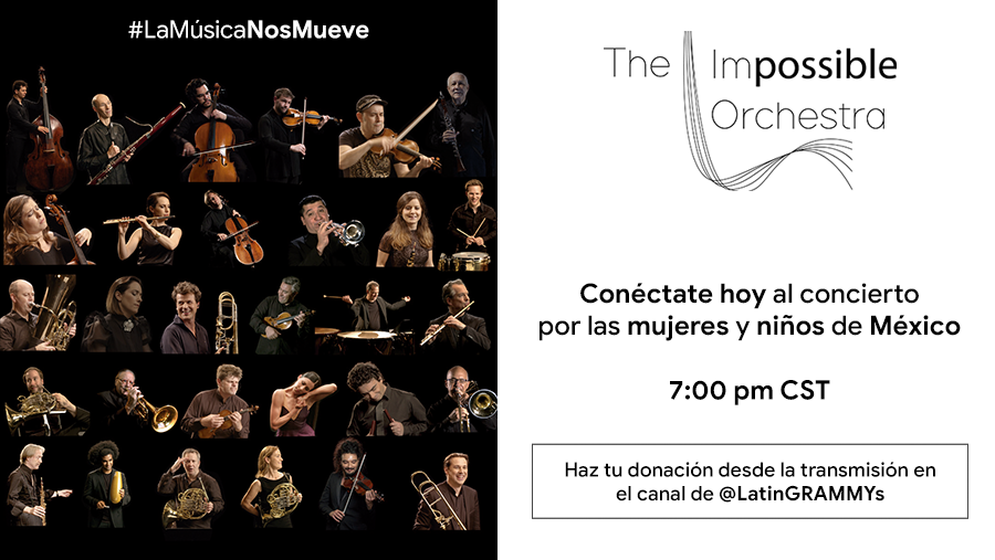 googlemexico's tweet photo. Hoy #LaMúsicaNosMueve con la @impossibleorch de @alondradlp. 

🙌🎻 30 músicos reunidos para apoyar a las mujeres y niños afectados por COVID-19 en ��🇽

 Haz tu donación desde la transmisión en el canal de @LatinGRAMMYs ▶️ https://t.co/VrYM1ukEo1 https://t.co/GIvCR8LC6T