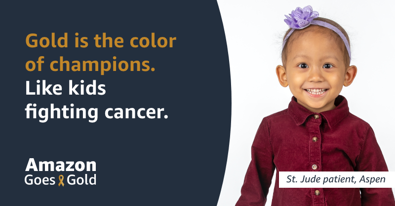 amazonnews's tweet photo. In September, Amazon is "going gold" to support Childhood Cancer Awareness Month. Discover how we fight for children at https://t.co/lJ1hcgMh2k. 

#amazongoesgold
#deliveringsmiles https://t.co/ynm1S6EAa3