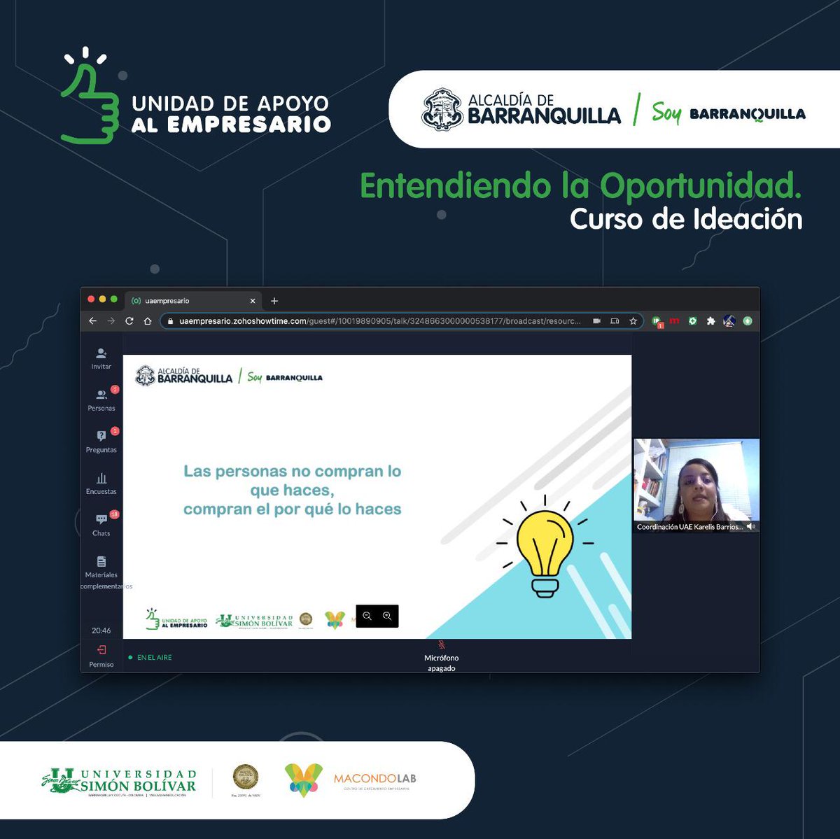 DesEconomicoBAQ's tweet photo. ¿#SabíasQue antes de diseñar un nuevo producto o servicio, debes primero pensar en las personas con problemas que estarían dispuestas a pagar para que alguien se los resuelva?
#UnTip de nuestro Curso de Ideación dirigido por la Unidad del Apoyo al Empresario. #TalleresUAE https://t.co/3QGgLTQ32O