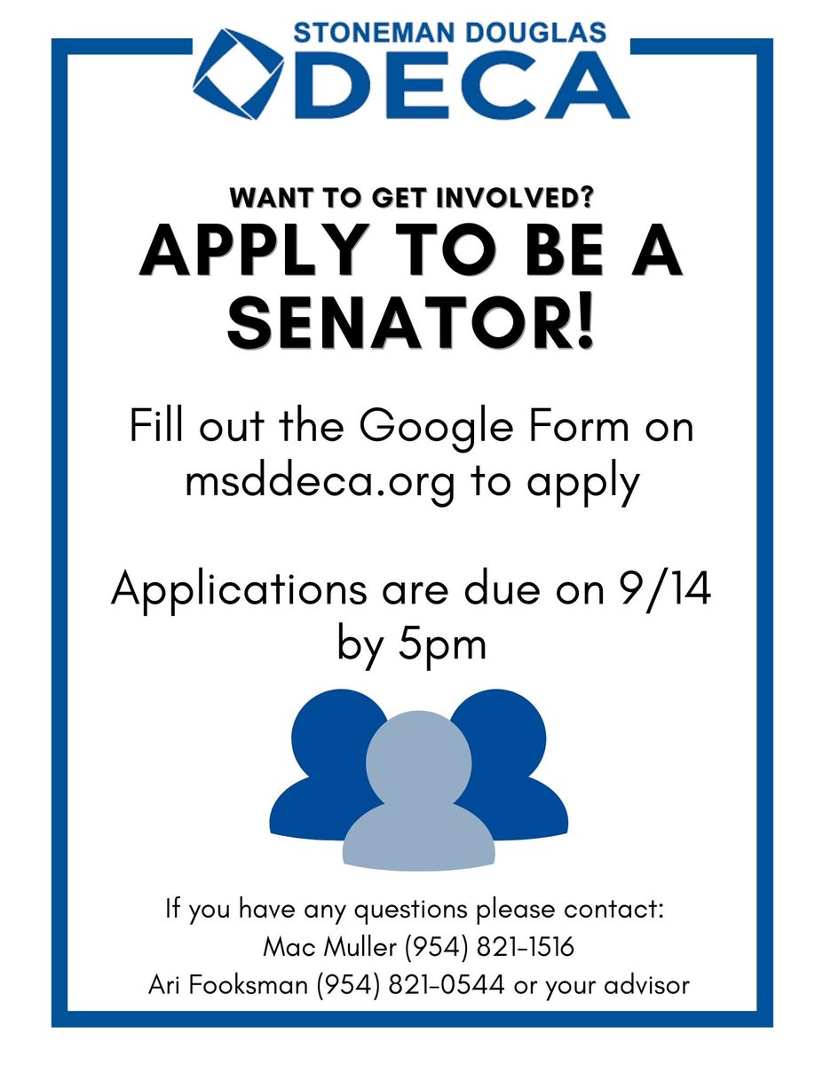 MSD_DECA's tweet photo. Get involved with our chapter and become a senator! 🔷🤩 https://t.co/dDDyl8nVhA