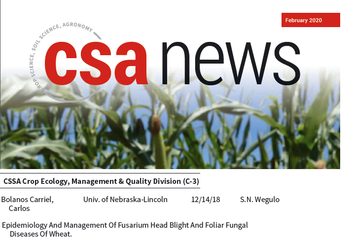 CarlosBolanos6's tweet photo. ASA, CSSA, and SSSA published thesis titles of
graduates in the agronomic, crop, soil, and related environmental science disciplines. I am happy to share my contribution on Epidemiology, Ecology, and management of wheat diseases https://t.co/A4vsNeKIkP