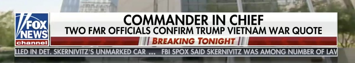 this is the strongest chyron Fox has run and it doesn't do  @JenGriffinFNC's reporting justice. what info does "COMMANDER IN CHIEF" relay to viewers? how are viewers supposed to know what the vietnam quote is?